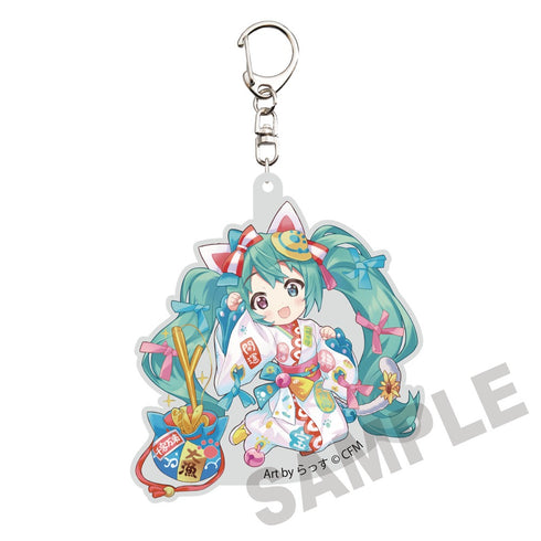 『初音ミク×招き猫』ダイカットアクリルキーホルダー 初音ミク白猫 Art by らっす